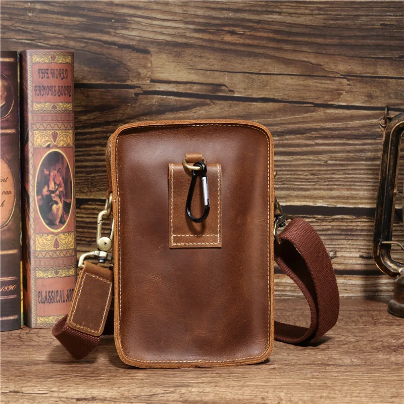 Fanny Waist Bag Men Genuine Leather Shouler Bag for Men Mini Multi Phone Box Wallet and Purse Outdoor Coin Card Pouch