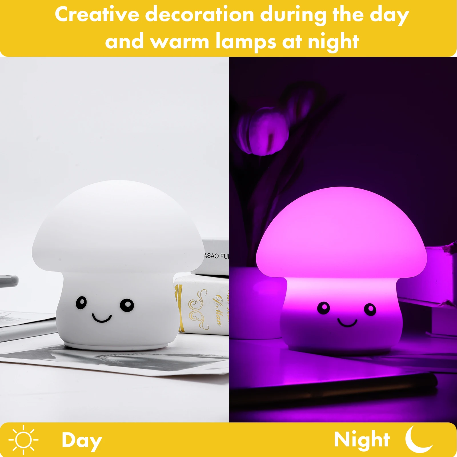 

Mushroom Atmosphere Light 1200mAh USB Touch Garden Decorative Lamp Dimmable with Remote 7 Color Changing for Office Dorm Study