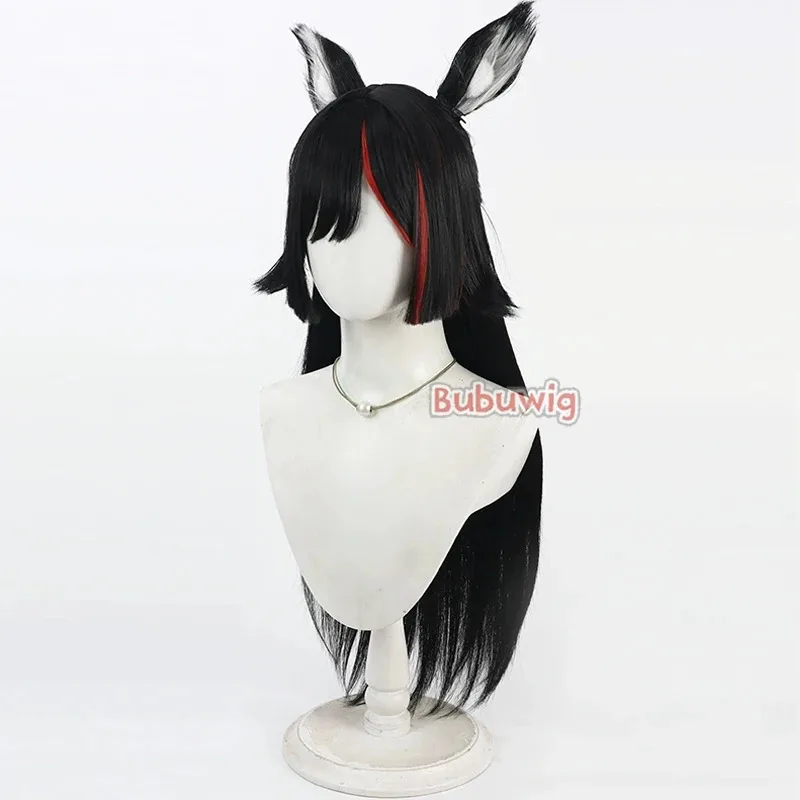Фото CySynthetic Hair Ookami Mio Косплей Парики Виртуальный YouTuber Ookami Mio 90 см Длинный Прямой Черный Смешанный Красный Парик Термостойкий №3
