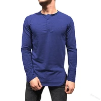 men t shirt top spring summer solid color loose button t shirt men casual long sleeve o neck pullover t shirt sports t shirt top