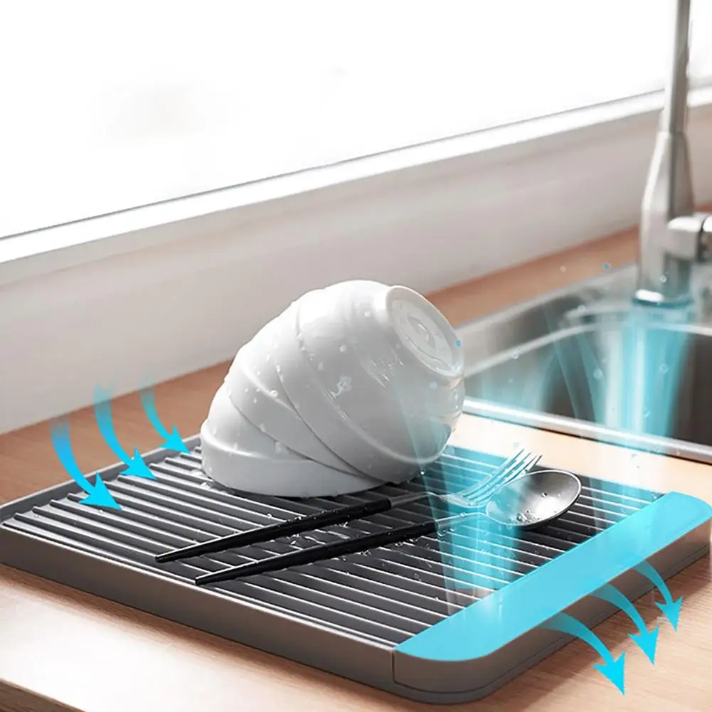 

Kitchen Dinnerware Draining Rack Drain Board Multifunctional Non-slip Diatom Mud Tableware Drying Stand Drain Tray