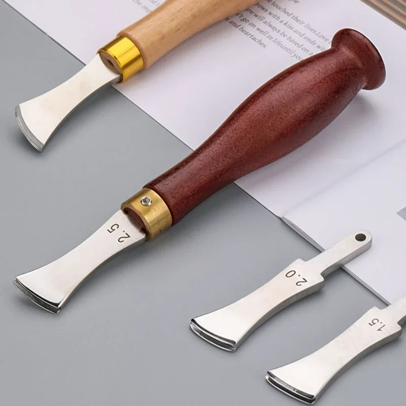 Инструмент для биговки кожи с деревянной ручкой со сменной головкой 1 0-2 5 мм