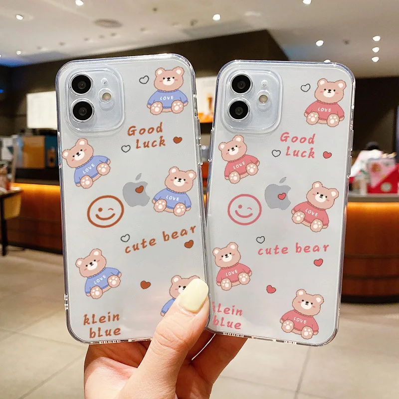 

Small Fresh Mobile Phone Case Couple Straight Edge Cartoon Soft Shell Women's New Protective Case