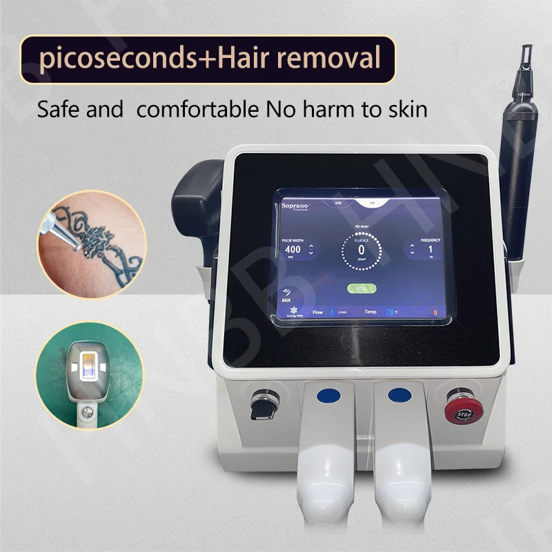 

2023 Free Shipping 2in1 808 Diode Laser Pico Laser Best Tattoo Removal and Hair Removal Machine Pico+1064/808/755nm