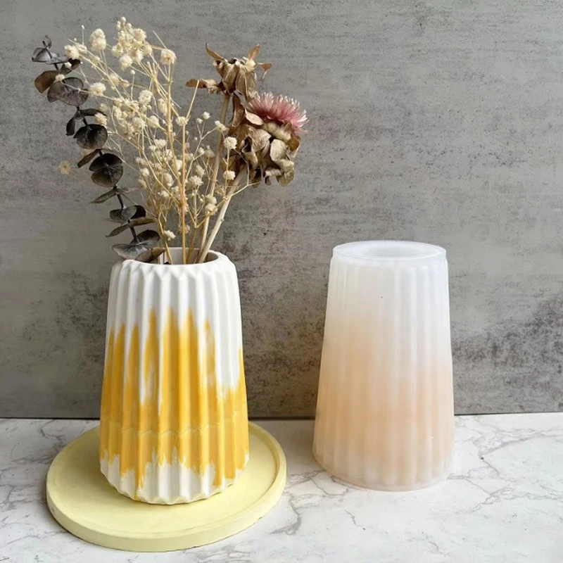 

High Striped Vase Silicone Mold DIY for Handmade Epoxy Resin Plaster Cement Pen Holder Molds Home Gardon Decoration Tools