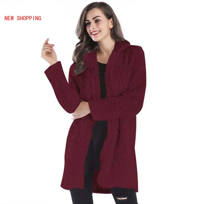 Autumn Casual Fashion Warm Fluffy Teddy Coat Long Faux Fur Coats Women Winter Faux Fur Jacket Female Long Sleeve Outwear Ladies
