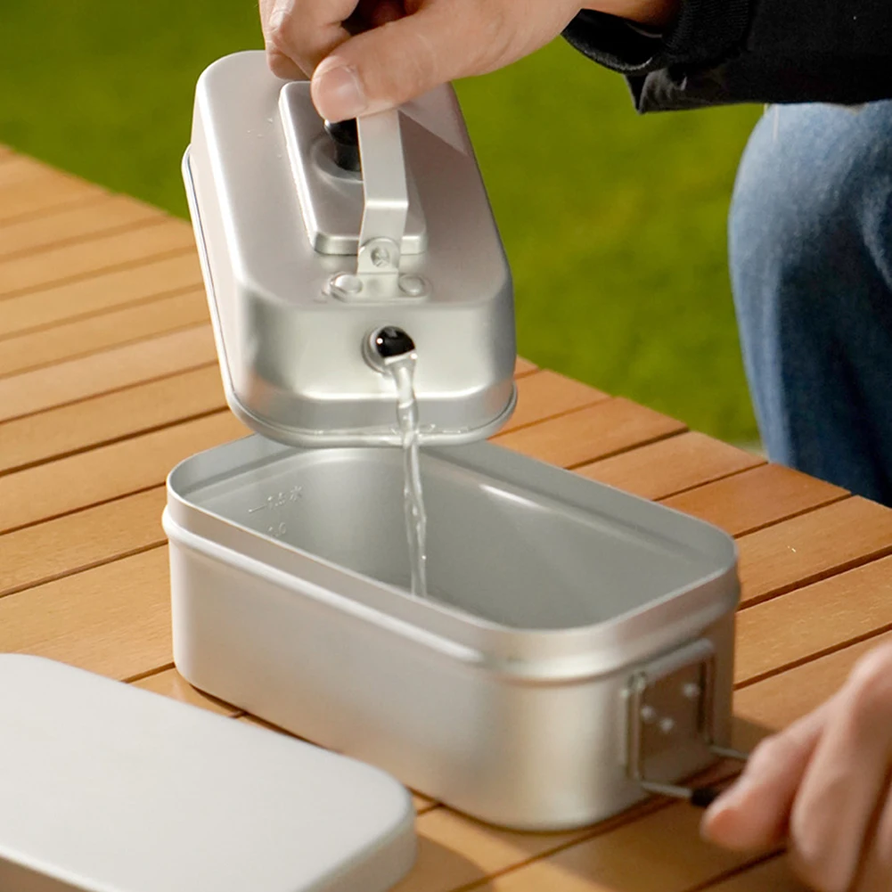 

Outdoor Camping Lunch Box And Kettle Aluminum Portable Camping Box With Handle Portable Boiling Water Kettle New