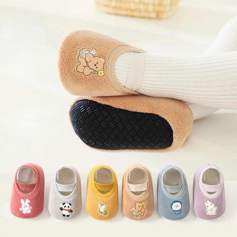 

Осенне-зимние утолщенные детские туфли и носки, необычная мягкая подошва, Нескользящие напольные туфли, носки с ремешком, размеры