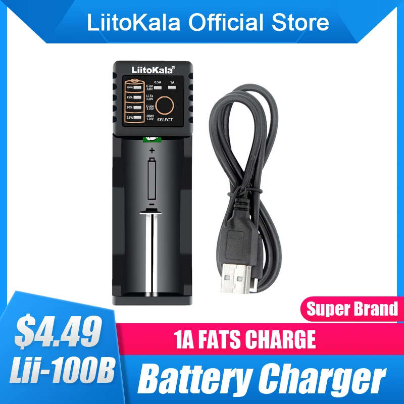 

LiitoKala Lii-100 Lii-100B 18650 Battery smart Charger For 26650/18350/16340/18500/AA/AAA 3.7V 1.2V 3.2V LiFePO4 battery