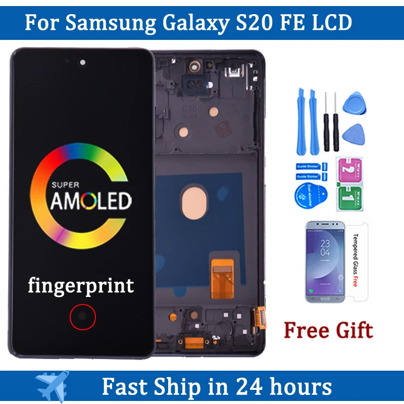 ЖК-дисплей AMOLED 6,5 дюйма для Samsung Galaxy S20 FE S20 Fan Edition, сенсорный дигитайзер в сборе для замены экрана телефона