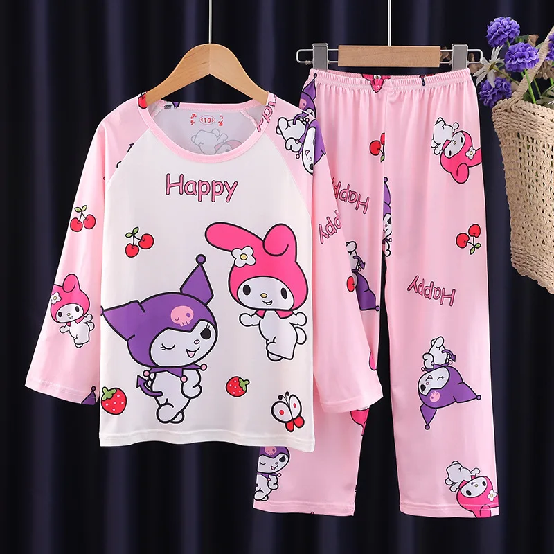 

Cute Hellokittyed Kids Pajama Set Kawaii Anime Sanrio Cinnamoroll My Melody Kuromi Cartoon Sweet Casual Cozy Homewear 2023