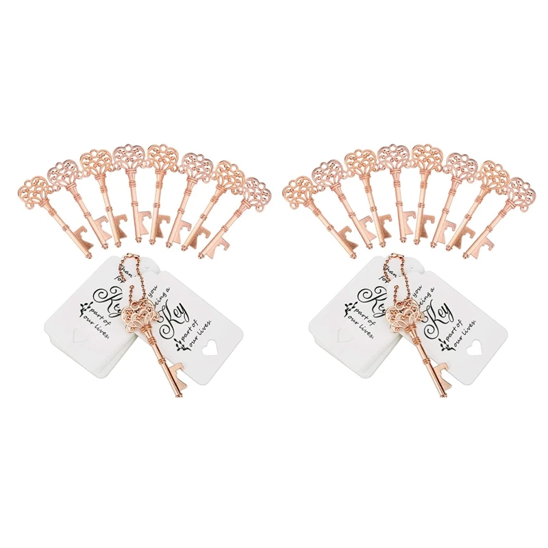 

120Set Key Bottle Openers,Key Bottle Opener With Escort Card Tag And Key Chains For Wedding Favors Engagement/Christmas