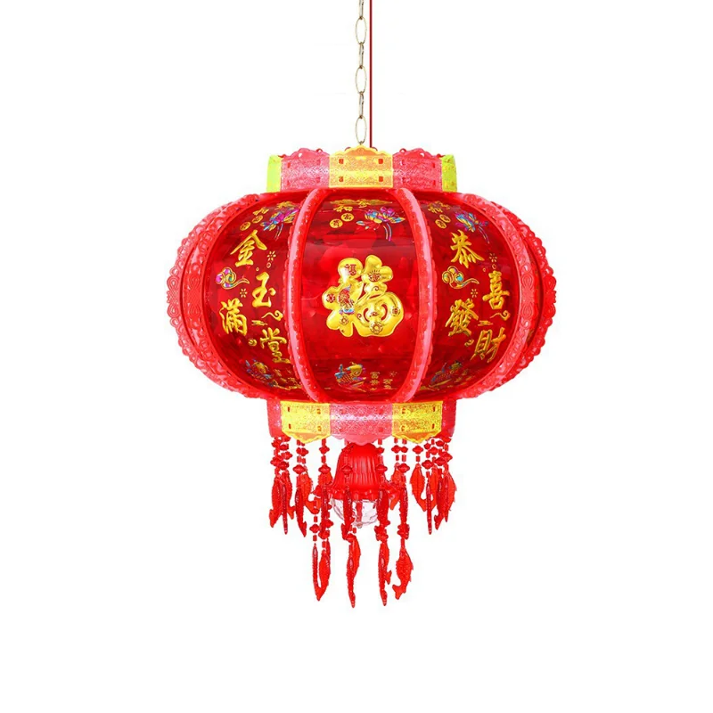 

New Year Rotating Lantern Colorful Led Revolving Scenic Lantern Balcony Gate Chandelier Red Light Chinese New Year Decoration