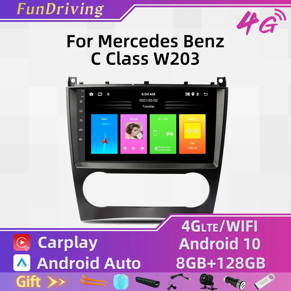 

2 Din Car Multimedia Player Android GPS Auto Radio for Mercedes Benz C Class W203 C200 C230 C240 C320 C350 CLK W209 2005-2009