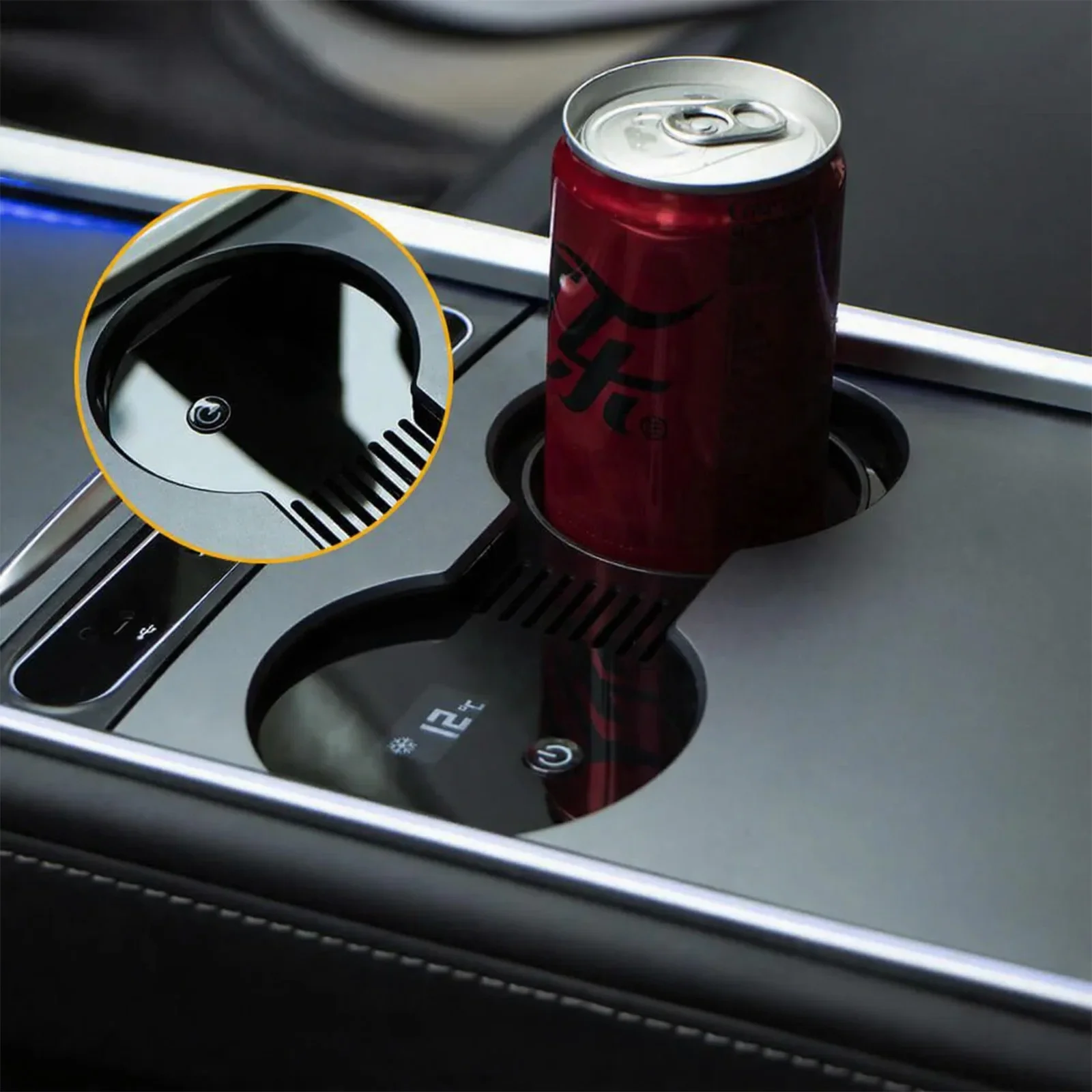 Фото TSLAccessories 2 в 1, автомобильный подстаканник, подогреватель для Tesla Model 3 Y, сенсорный экран, умная автомобильная чашка, автомобильный подогрев, подстаканник, автомобильные аксессуары №3