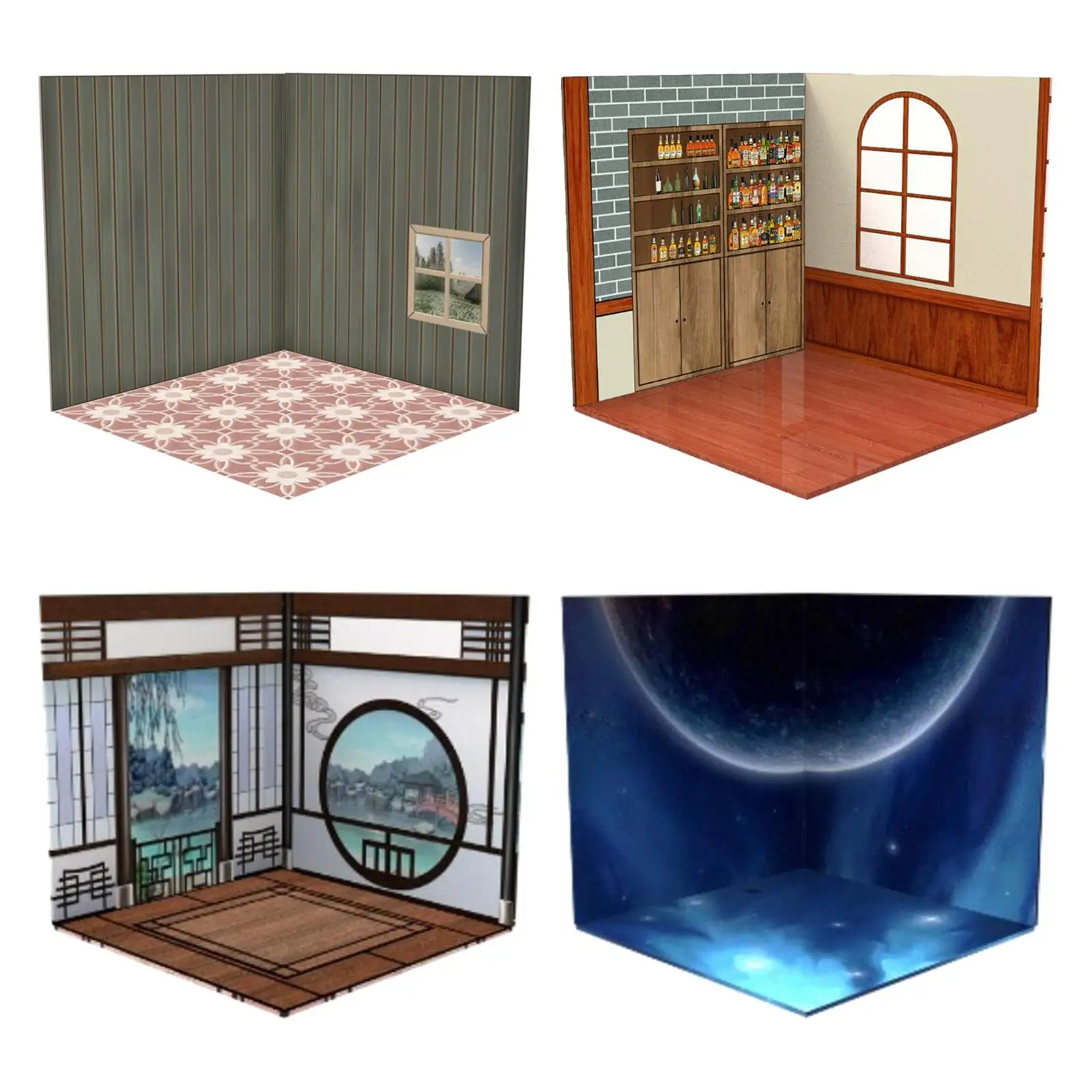 

1/12 Scale Backdrop Scene Model Storage Organizer Layout Collection Decorative