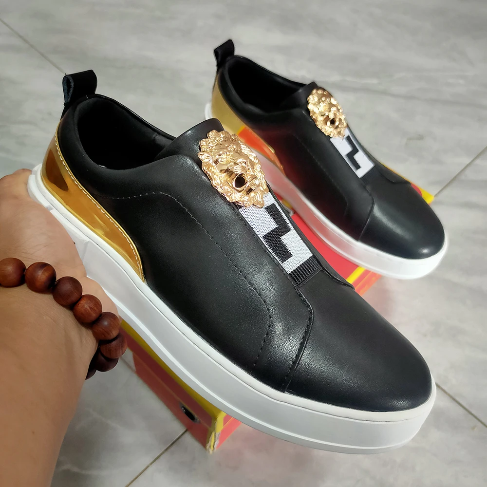 Лоферы мужские высокие брендовые дизайнерские повседневная обувь черные