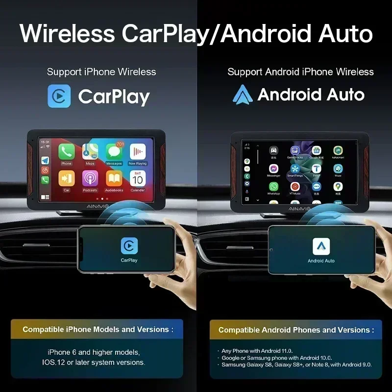Фото Новая умная видеокоробка Andriod 12.0, беспроводная Android Auto и беспроводная мультимедийная коробка Apple Carplay 3 в 1, встроенная Netflix YouTube №4