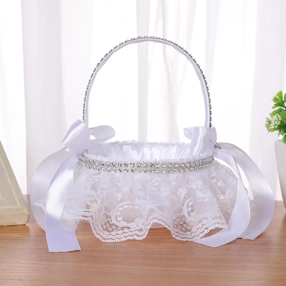 

Decorative Flower Basket Eye-catching Romantic Bridal Girl Flower Basket Wedding Supplies