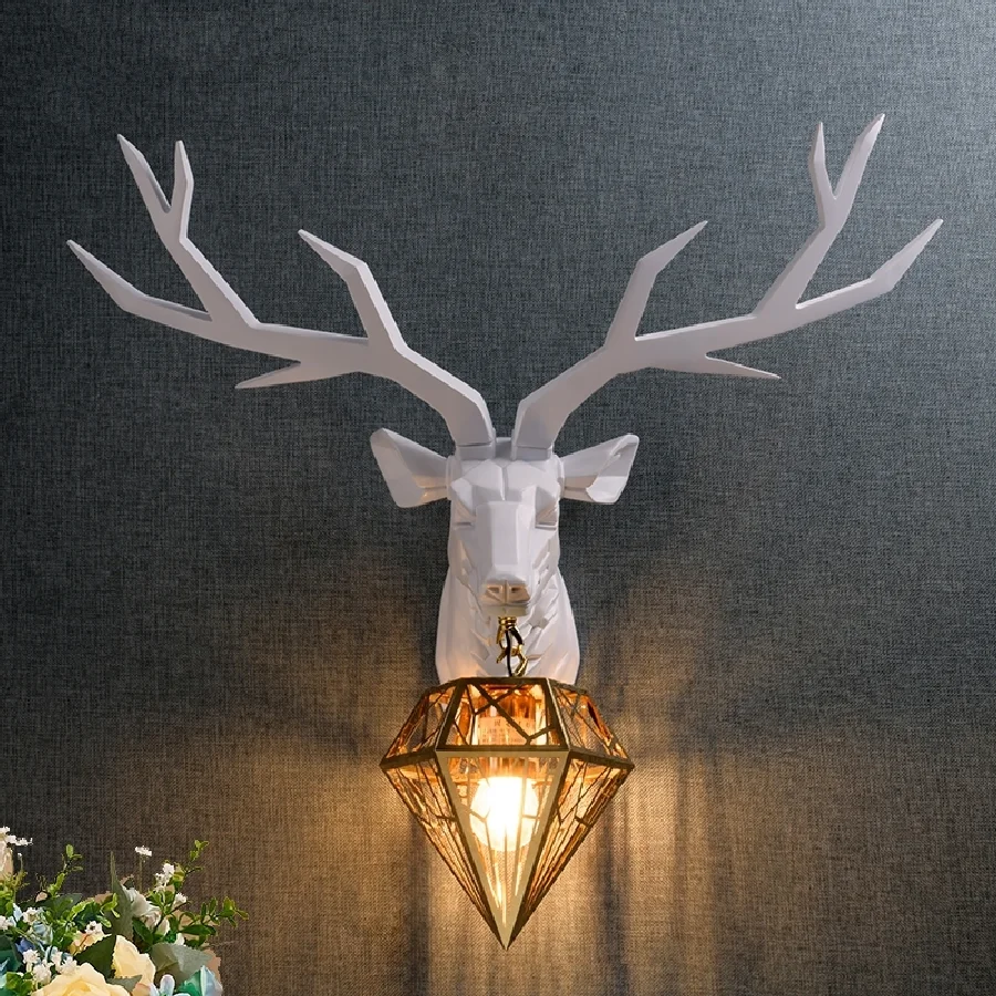 

Современная светодиодный ная настенная лампа из смолы в виде оленя, скандинавский индустриальный декор, стеклянная лампа для гостиной, нас...