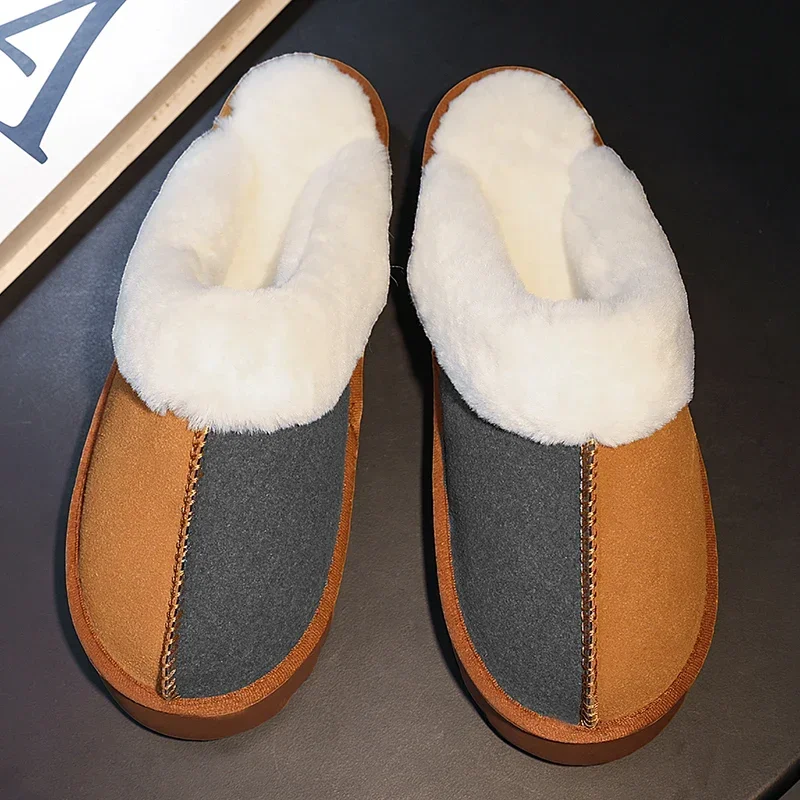 Женские зимние меховые шлепанцы без шнуровки сохраняющие тепло домашняя