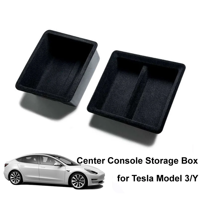 

For Tesla Model 3 Y 2023 Center Console Storage Organizer Box Tray Central Armrest Flocking Containers Car Interior Accessories