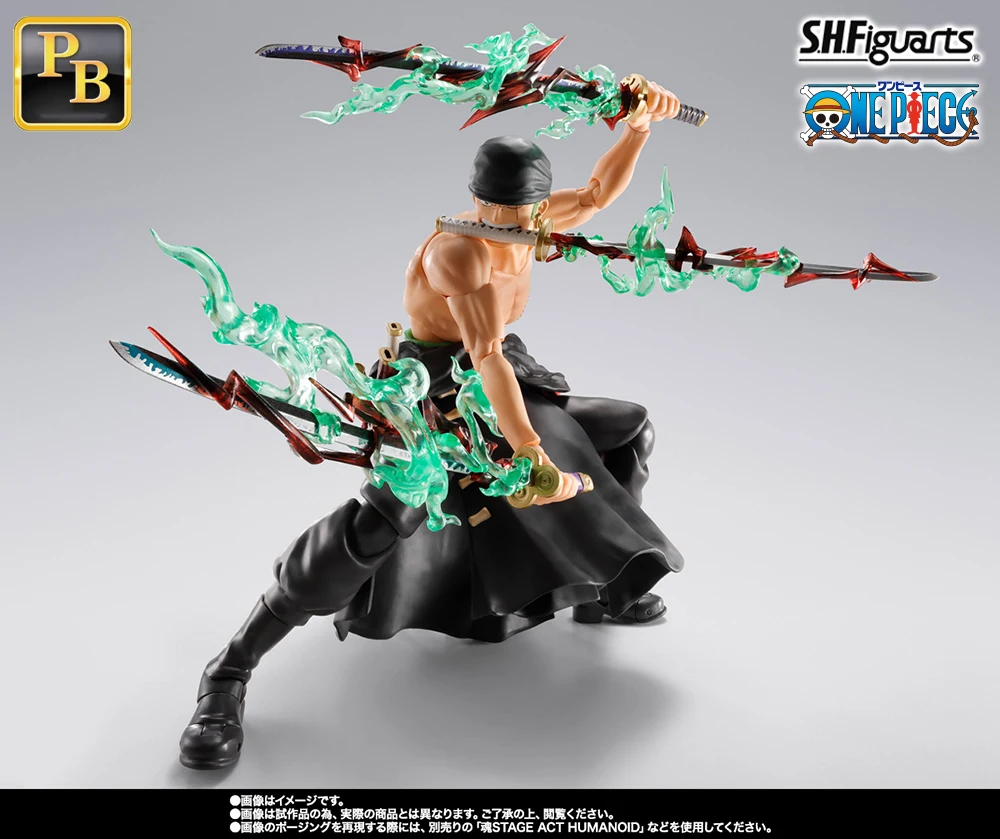Фото Фигурка S.H.Figuarts Ророноа Зоро «Король Ада» от BANDAI, аниме-фигурка, сменные элементы для рук Хаки, эффект трёх мечей, декор, подарок №5