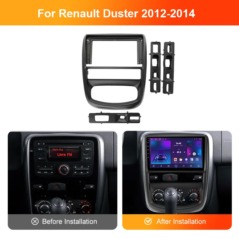 Для RENAULT DUSTER 2012-2018 9/10.1 дюймовый автомобильный радиоприемник Android MP5 телефон рамка