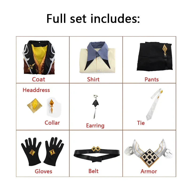 Костюм Чжун ли для косплея Genshin Impact парик вечеринки на Хэллоуин