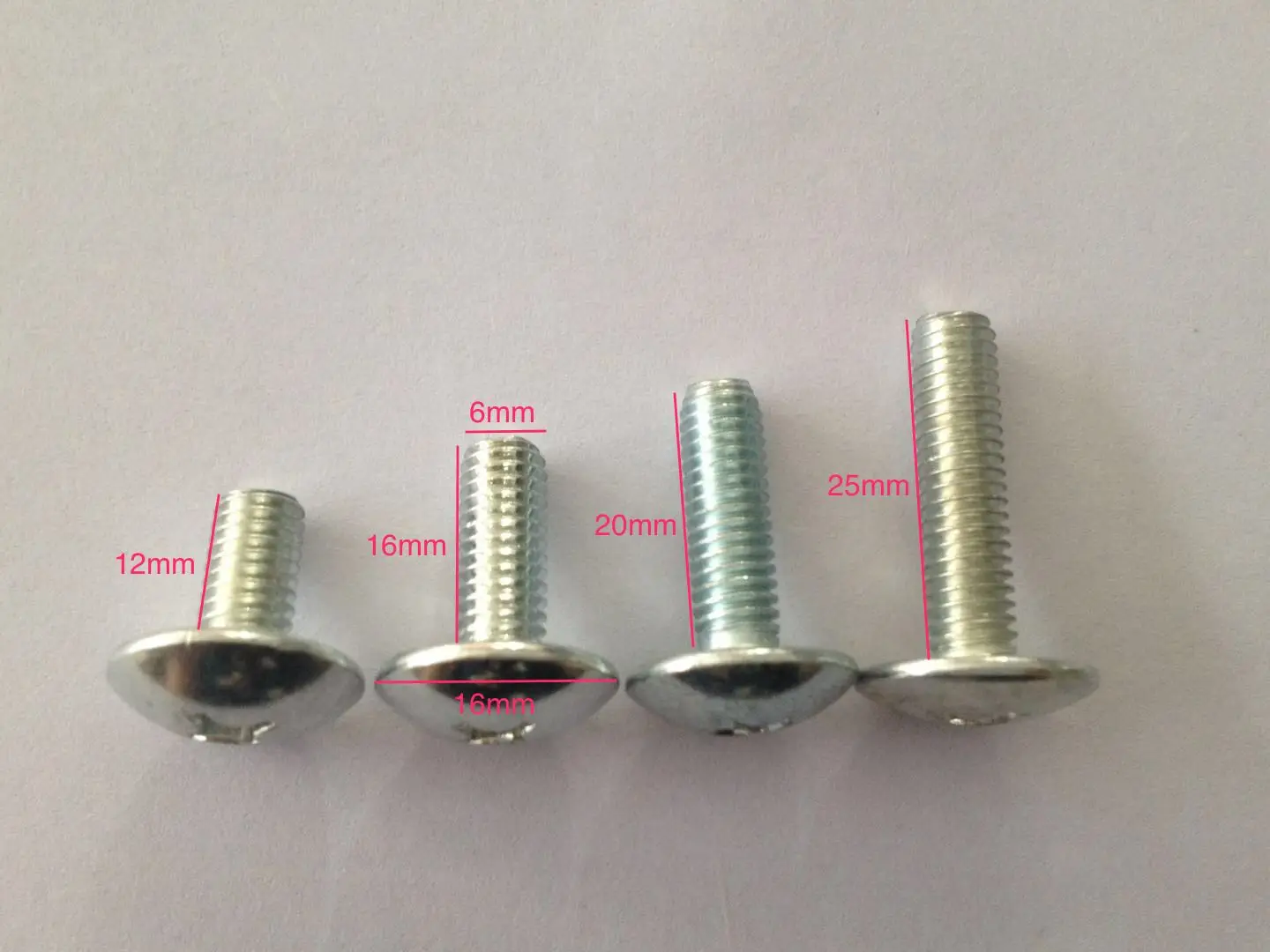 

100pc 6mm Large Flat Head Cross Phillips Bolt M6 for Electric Scooter Panel Screws Mushroom Head Motorcycle Plated L=16-30mm Nut