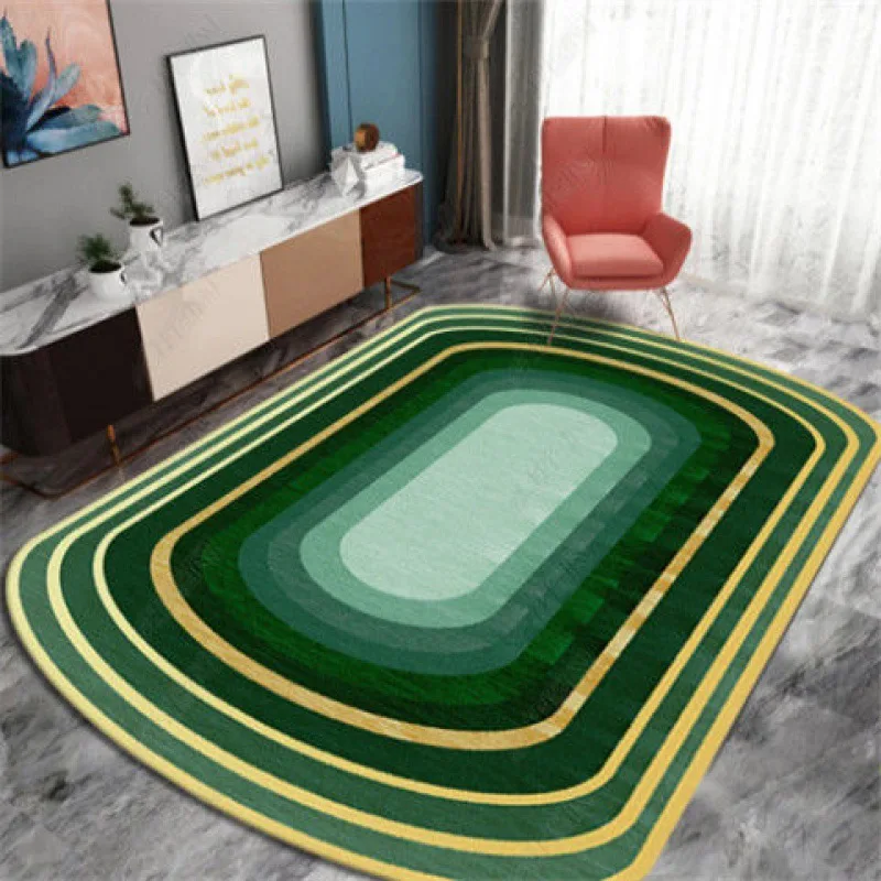 

Modern Luxury Gold Green Gold Living Room Carpet Abstract Marble Oval Area Rug For Bedroom Kitchen Home Decor Non-Slip Floor Mat