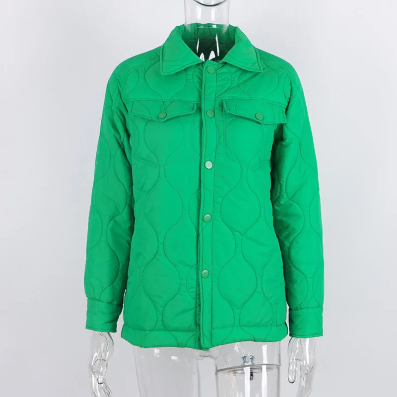 2021 Spring Autumn Women Oversize Vintage Green Pink Parka Coat Casual Lapel Warm Loose Long Winter Cotton Jacket Outwear Female