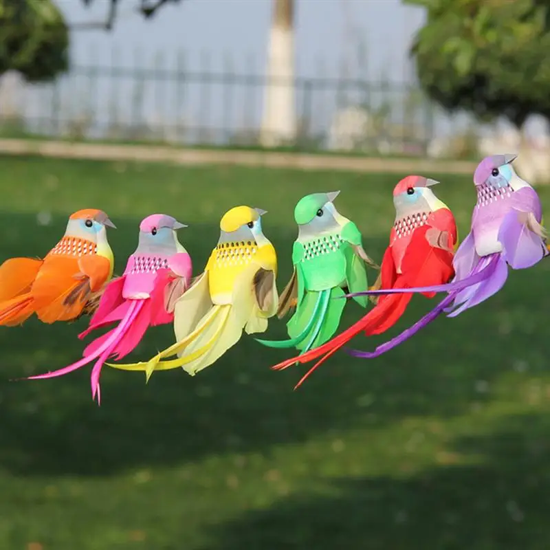 

12Pcs Cute Artificial Decoration Bird Model DIY Artificial Sparrow Colorful Mini Bird Foam Feather Tit Craft Birds Emulation