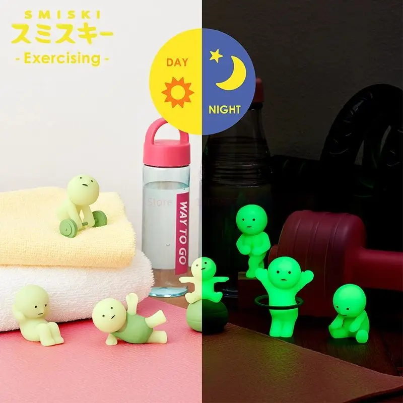 

Smiski шторка, тренировочная серия, светящиеся мини-фигурки, кукла, коробка сюрпризов, украшения для стола, милый подарок для детей