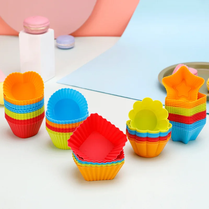 

5Pcs Muffin Cup For Kitchen Multiple Shapes Silicone Chocolates Cookie Mousse DIY Baking Cake Mould Cuisine Pudding Cupcake Tool