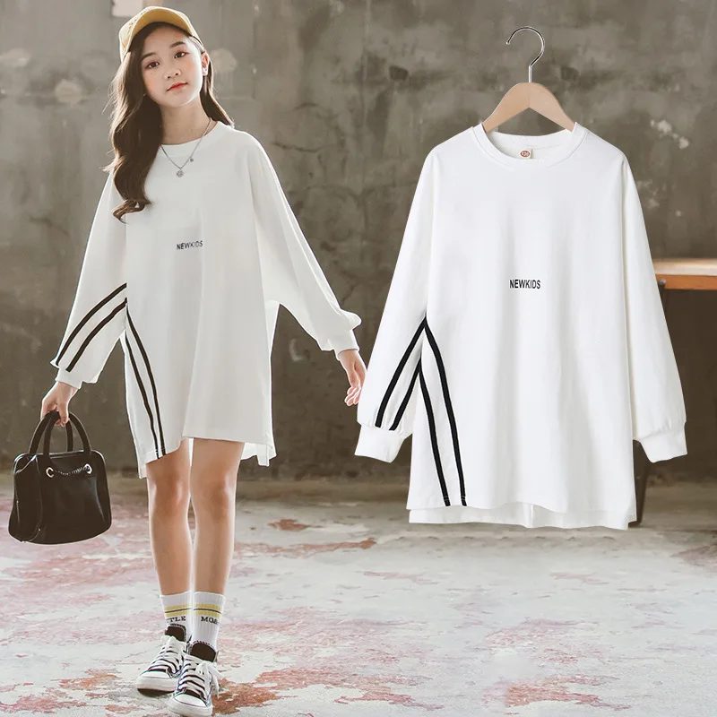 

Girls' Dress Spring and Autumn Middle-aged Children's Alphabet Mid-Length Sweater