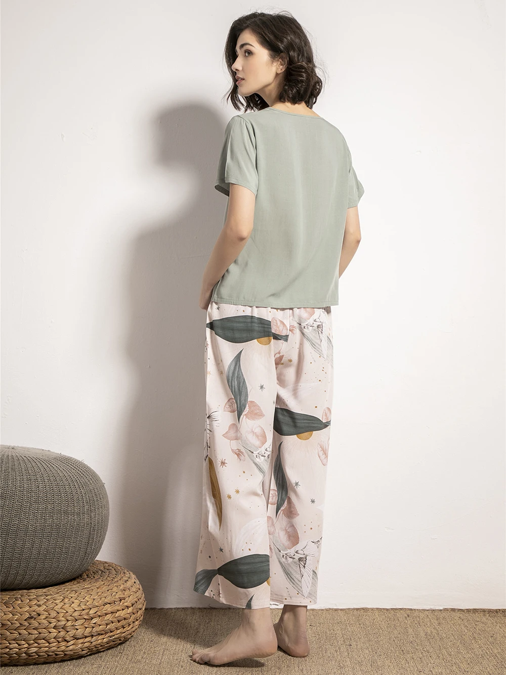 New Sleepwear Viscose Pajamas Set for Women Long Pants Short Sleeved Summer Spring Loungewear Fashion Home Clothing Homewear