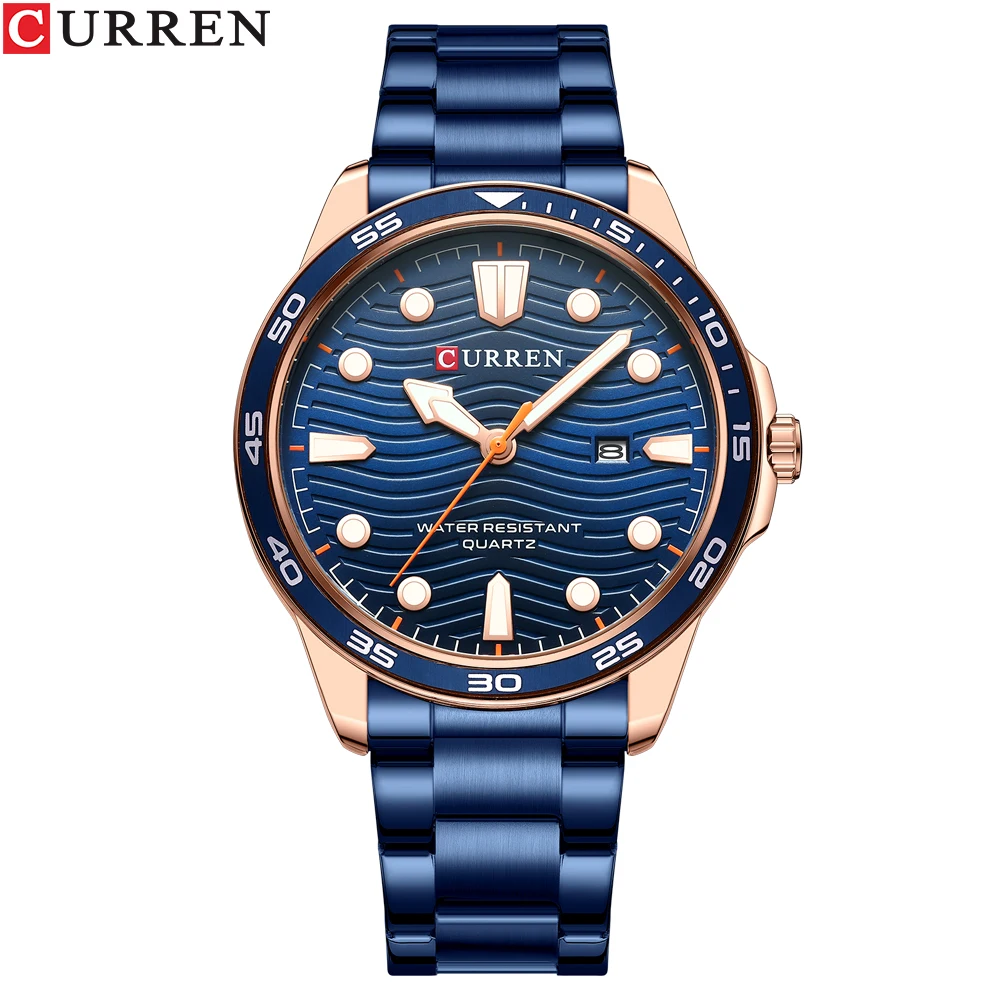 

CURREN Fashion Mens Watches Top Brand Luxury Stainless Steel Quartz Wristwatches Casual Business Waterproof Luminous