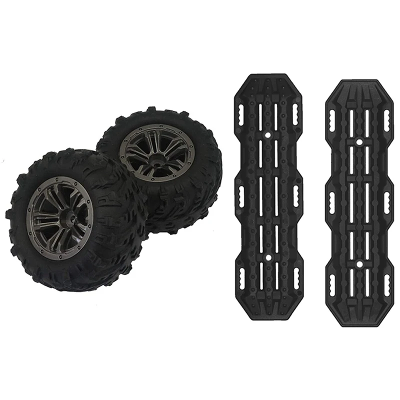 

Пластиковая лестница для песка, 2 шт., рампы для восстановления, доска для 1:10 Axial SCX10 Tamiya CC01 TRX-4 D90 и 1 комплект автомобильных резиновых колес