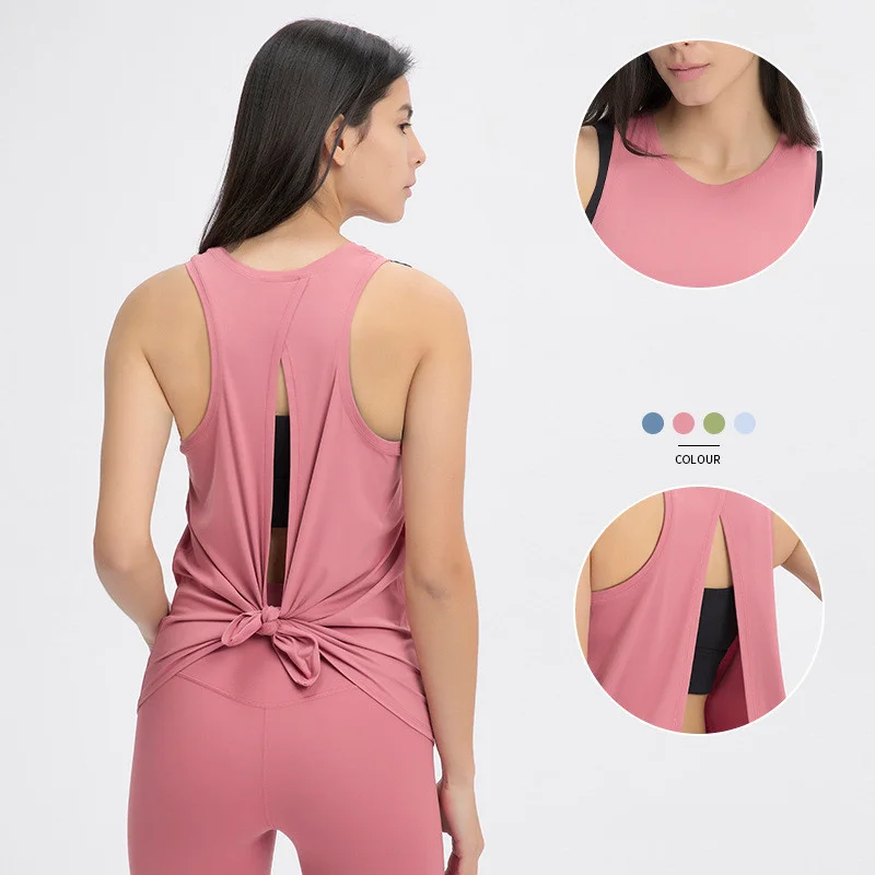 

Loose Women Top Naked-Feel Butter Soft Yoga Vests Open Back Yoga Tank Tops Stretch Sport Fitness Tank Tops