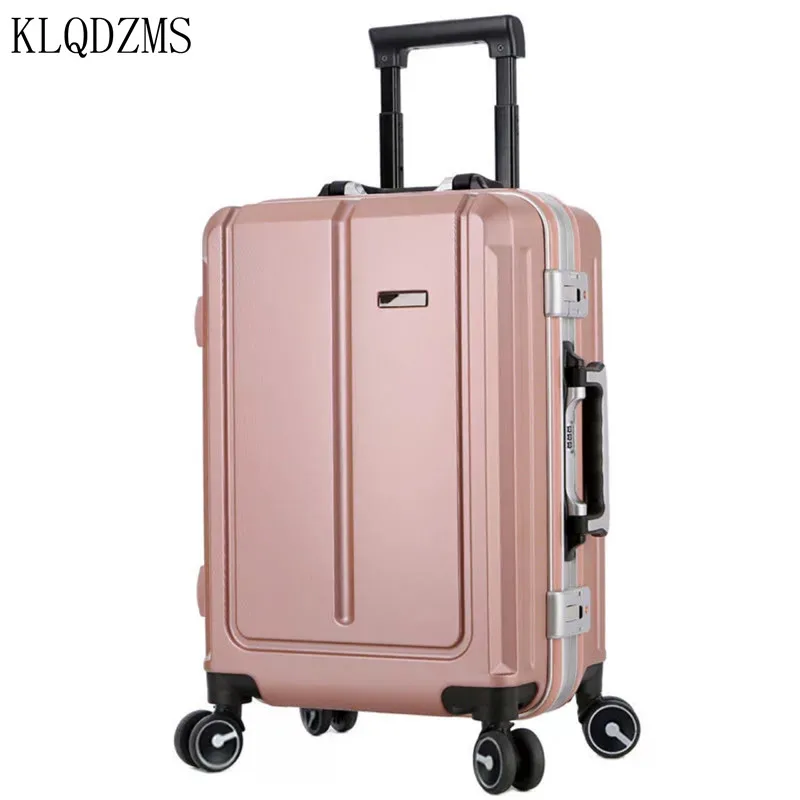 KLQDZMS High Quality Business Aluminum Frame Trolley Case Male 24 Inch Suitcase Female 20 Inch Silent Travel Boarding Case