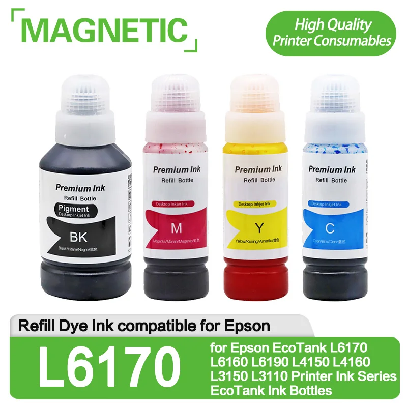 

Refill Dye Ink compatible for Epson EcoTank L6170 L6160 L6190 L4150 L4160 L3150 L3110 Printer Ink Series EcoTank Ink Bottles