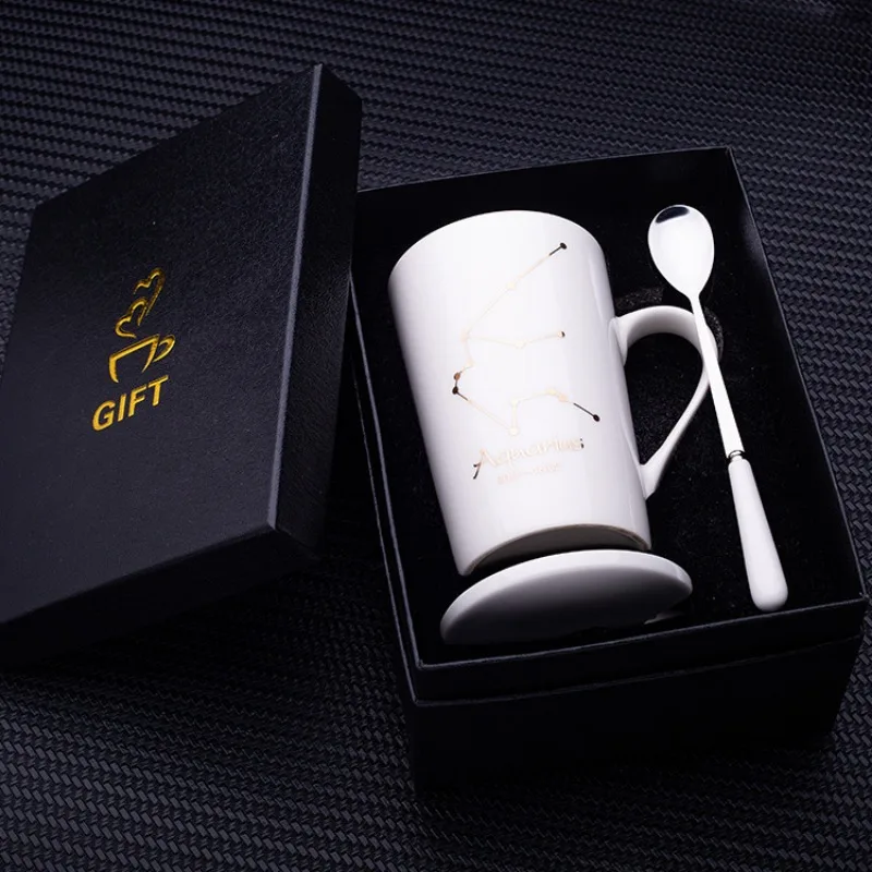 Пара керамических чашек серии двенадцать созвездий Офисная чашка с крышкой и