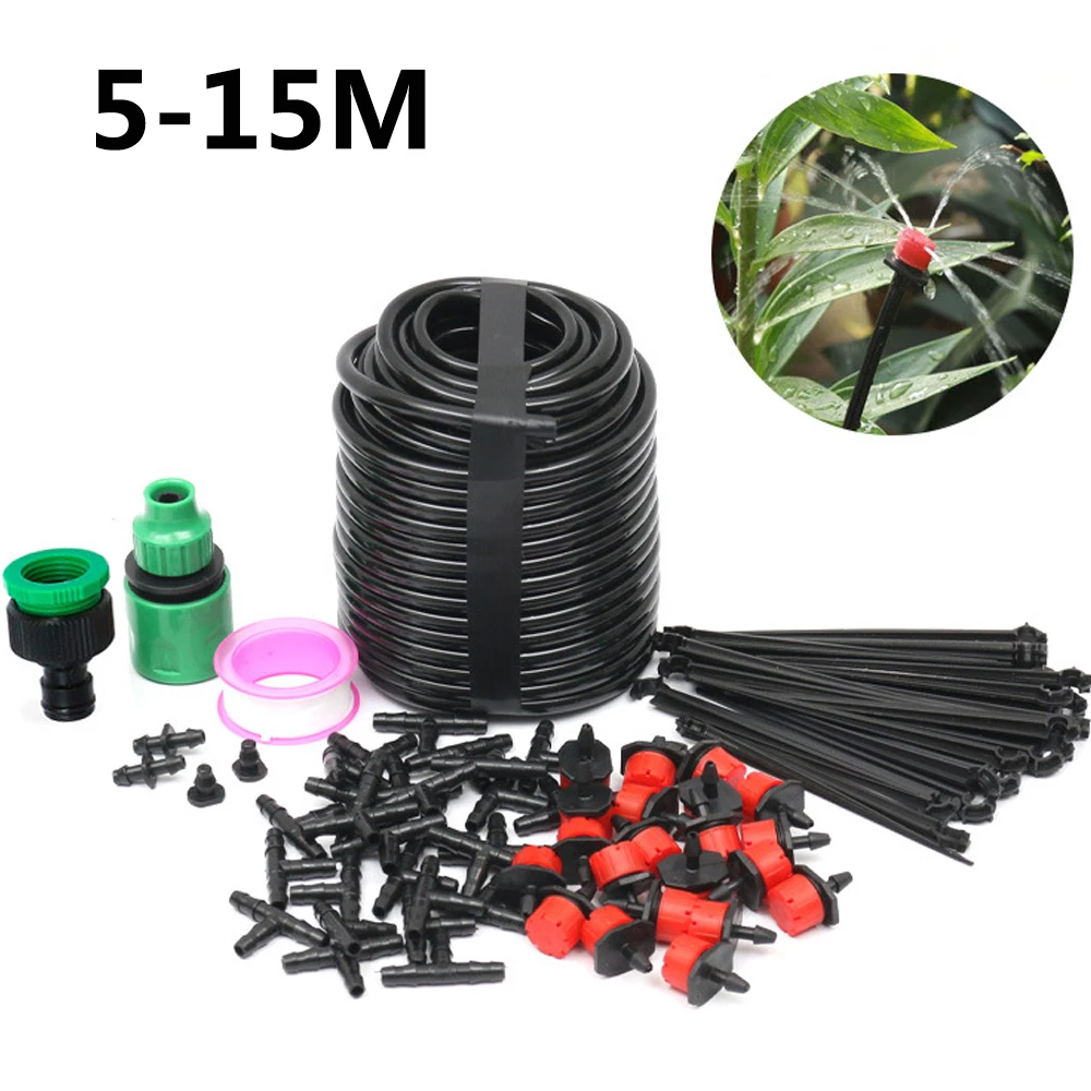 

Система капельного орошения, комплект для полива растений, регулируемые капельницы, 5-15 м
