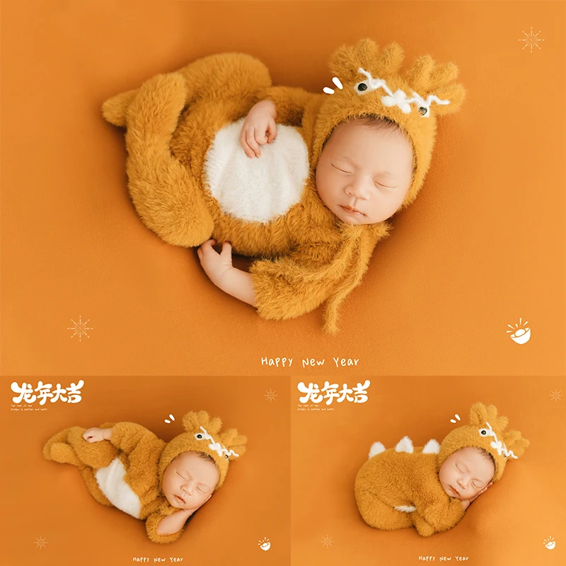 Зимний детский костюм дракона одежда для фотосъемки новорожденных милая