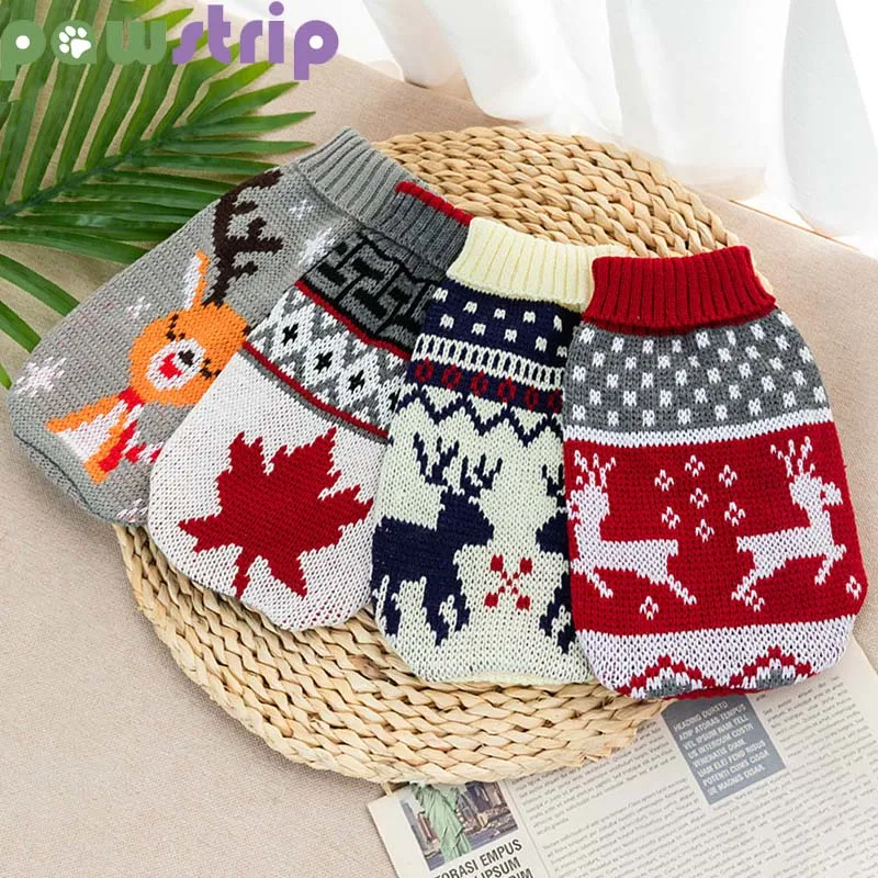 Knitted Dog Sweater Christmas Winter Warm Clothes for Small Dogs Cats Puppy Coat Chihuahua French Bulldog Yorkshire Costume