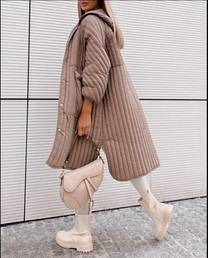 Winter Clothes Women Warm Long Sleeve Open Front Side Slit Button Front Longline Hooded Loose Puffer Coat Streetwear Jacket 2022