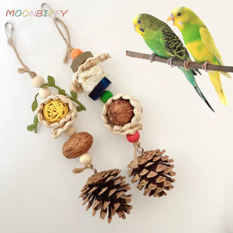 

Bird Chew Toy Chewing Small Ratten Balls for Chinchillas Guinea Pigs Squirrels Timothy Oral Care Improves Dental-Health