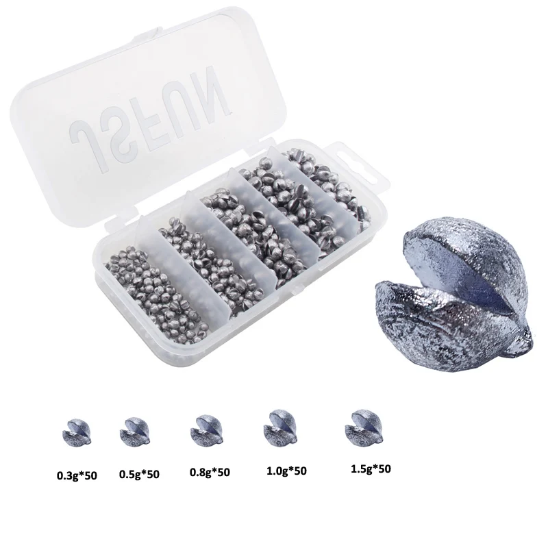 

250Pcs Open Bite Lead Sinker Set 0.3-1.5g Sinking Split Shot Fishing Sinker Weight Carp Fishing Solid Oval Egg Bullet Rig Sinker