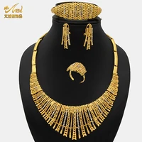 nigerian luxury jewellery indian dubai gold plated jewelry set wedding necklace earrings bracelet sets african woman accessories